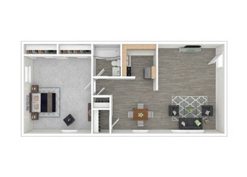 Floor plan for 1 bed, 1 bath, 575 sqft